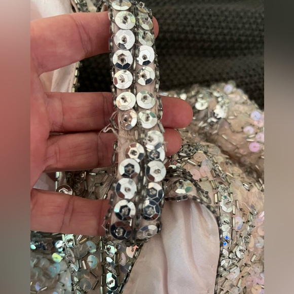 Caché Vintage Bsby Pink Sequined/Beaded embellished Halter Neck Dress Sz 4 - Picture 9 of 10